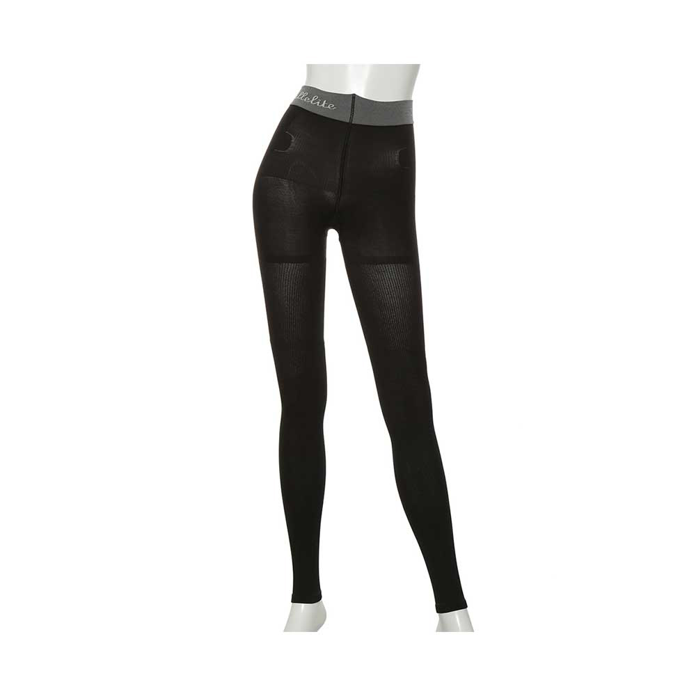 骨盤サポート着圧レギンス 細リブ80デニール