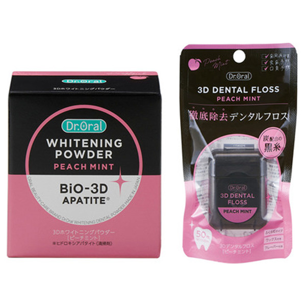3Dホワイトニングパウダー3Dデンタルフロス / 25g、50m / 限定品 / ピーチミント