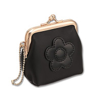 シンプルデイジーマーク2 ガマ口ポーチミニ / 本体 / ブラック / H7.5×W9.5×D4.5cm