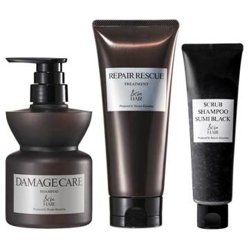 【入荷次第販売開始】ダメージケアシャンプー・リペアレスキュートリートメントR・スクラブシャンプースミブラック セット