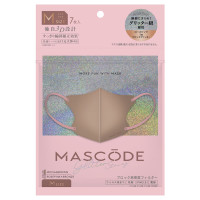 3DグリッターマスクM / ライトグレージュ×ボルドーブロンズ紐 / 7枚