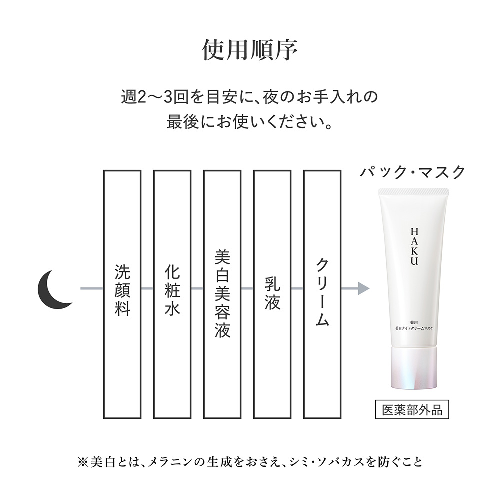 薬用 美白ナイトクリームマスク / 75g / 本体 / 無香料 / なめらかに伸びるコクのあるクリーム 1